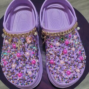 Purple blinged crocs